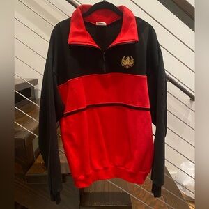 90s Vintage Art Unlimited Sweatshirt Red Black Quarter Zip Colorblock Eagle Logo